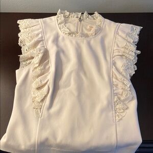 Elegant White Lace Ruffle Top